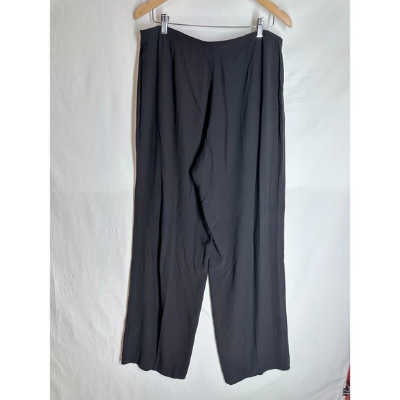 Eileen Fisher Womens High Rise Wide Leg Silk Pants Black Size Large - Picture 2 of 8